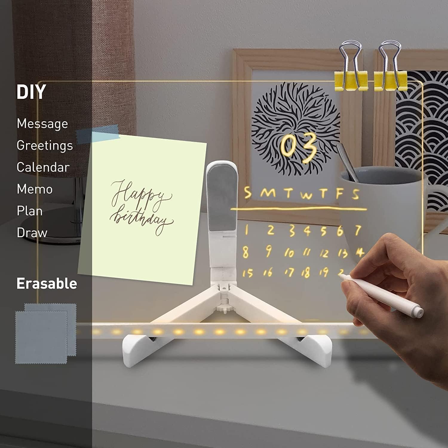 GlowPad RGB 3D Acrylic LED Writing Board – Reusable Message Display