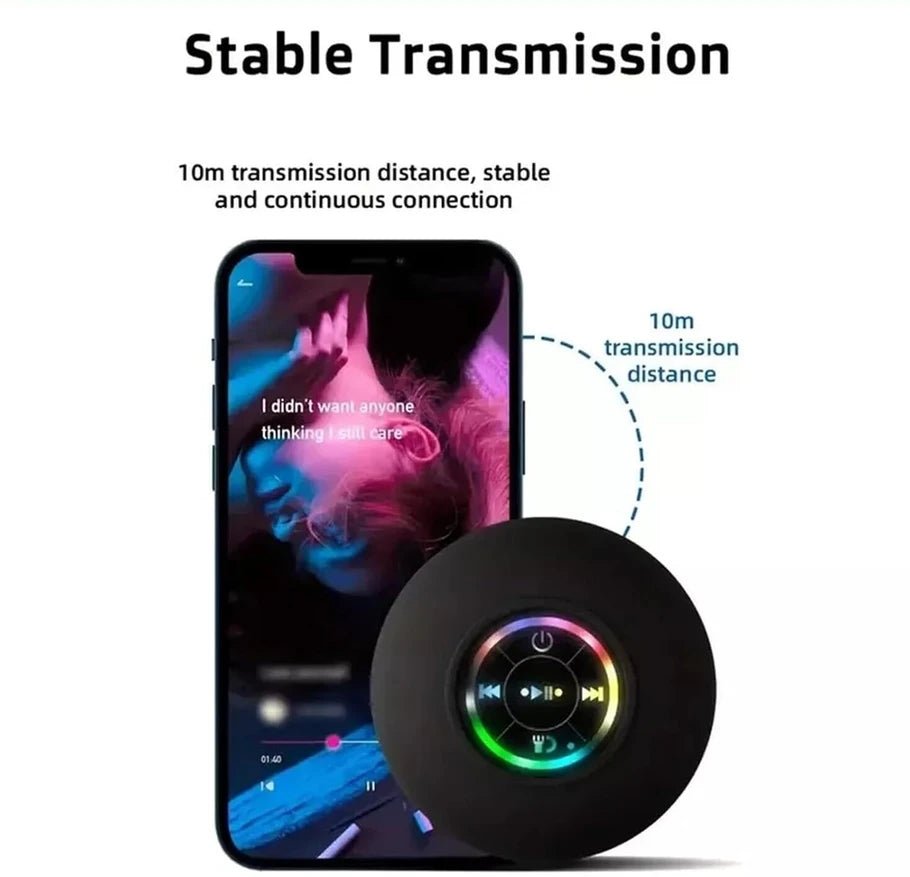 Waterproof Bluetooth Shower Speaker with Suction & LED Light